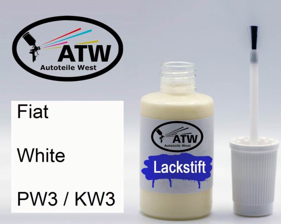 Fiat, White, PW3 / KW3: 20ml Lackstift, von ATW Autoteile West.